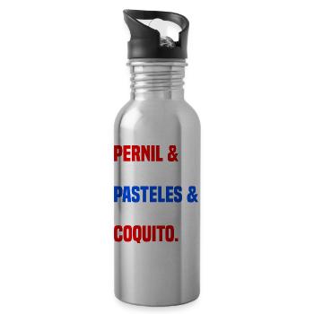 Puerto Rico Flagge | Puerto Ricaner Geschenkideen - Trinkflasche mit integriertem Trinkhalm - Lightsilver - Rechts