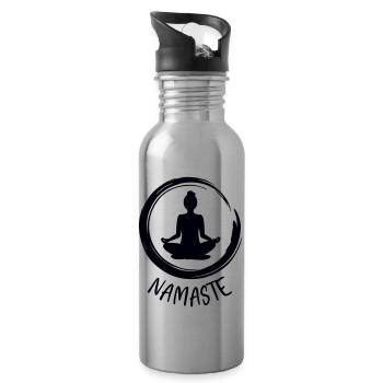 Yoga / Namaste - Trinkflasche mit integriertem Trinkhalm - Lightsilver - Rechts