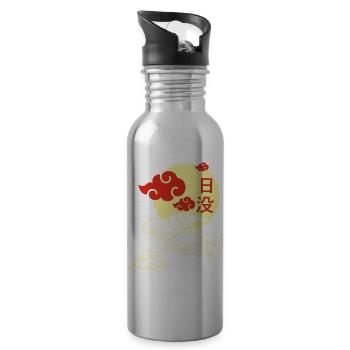 Manga sunset - Water bottle with straw - silver - Right