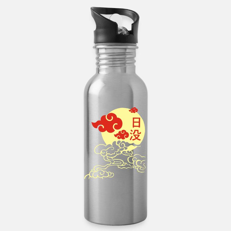 Manga sunset - Water bottle with straw - silver