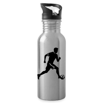 Joueur De Football Silhouette Joueur De Football Homme - Gourde avec paille intégrée - argent clair - Droite
