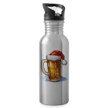 Weihnachten Bier Weihnachtsbier Prost Lustig Humor - Trinkflasche mit integriertem Trinkhalm - Lightsilver - Rechts
