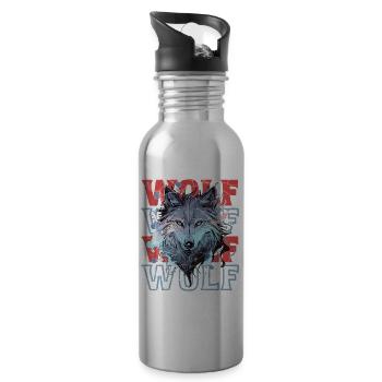 Wolf Wolfskopf Mystisch Natur Wild Wildnis Kunst - Trinkflasche mit integriertem Trinkhalm - Lightsilver - Rechts