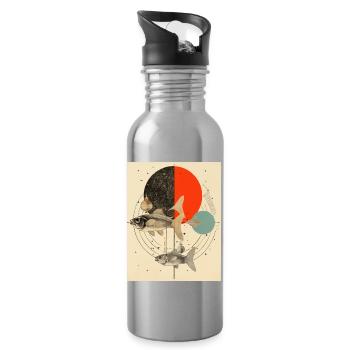 Pisces collage art astrology - Water bottle with straw - silver - Right