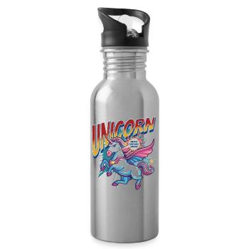 Licorne super-héros superpouvoirs bande dessinée surnaturelle - Gourde avec paille intégrée - argent clair - Droite