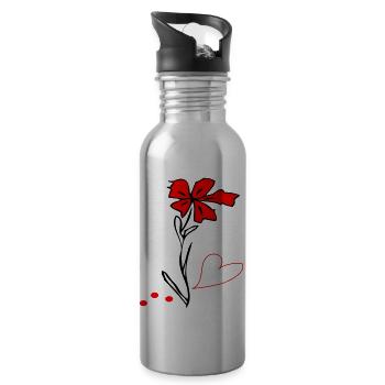 S’épanouir avec le cœur - Gourde avec paille intégrée - argent clair - Droite