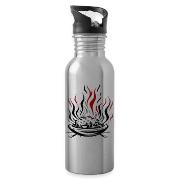 Grill Flamme Fleisch Bbq - Trinkflasche mit integriertem Trinkhalm - Lightsilver - Rechts
