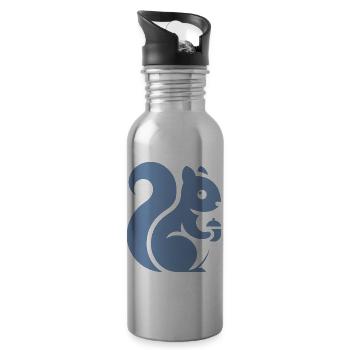 Minimalistische Eichhörnchen Silhouette mit Nuss - Trinkflasche mit integriertem Trinkhalm - Lightsilver - Rechts