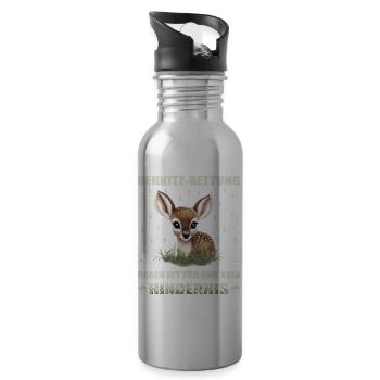 Rehkitz Rettung - Trinkflasche mit integriertem Trinkhalm - Lightsilver - Rechts