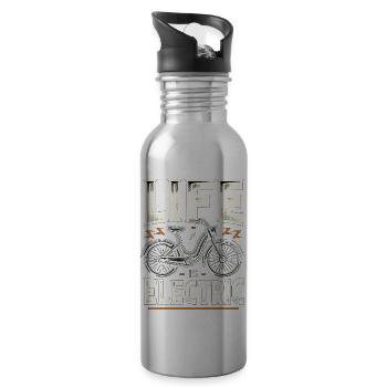 Das Leben ist elektrisch - Trinkflasche mit integriertem Trinkhalm - Lightsilver - Rechts