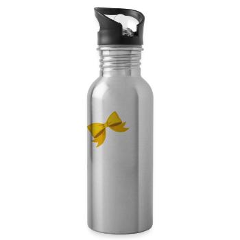 Buchstabe y gelbe Schleife - Trinkflasche mit integriertem Trinkhalm - Lightsilver - Rechts