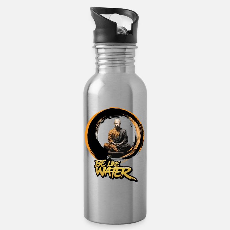 sei wie Wasser - Trinkflasche mit integriertem Trinkhalm - Lightsilver