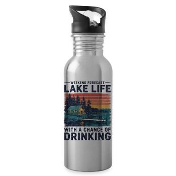 Leben am See genießen - Trinkflasche mit integriertem Trinkhalm - Lightsilver - Rechts
