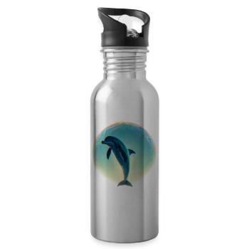 Dolphin (02) - Water bottle with straw - silver - Right