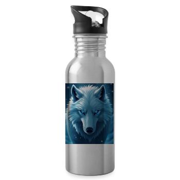 Anime Snow Wolf - Trinkflasche mit integriertem Trinkhalm - Lightsilver - Rechts
