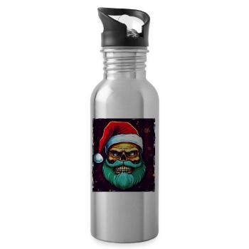 Santa Claus Skull - Water bottle with straw - silver - Right