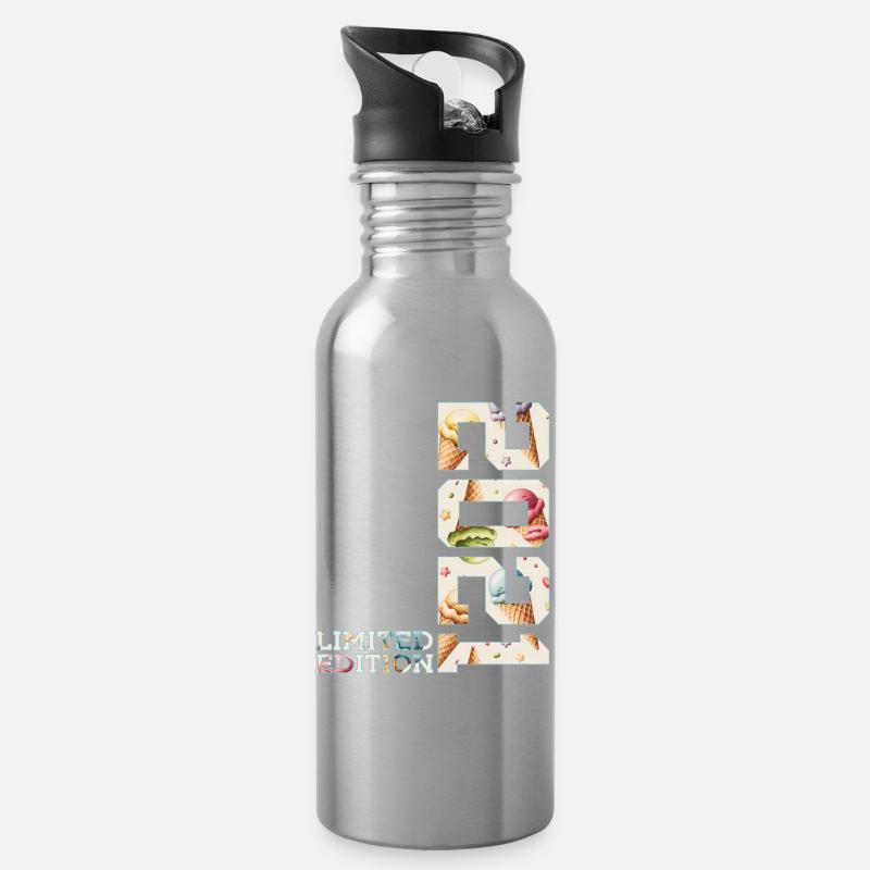 LIMITED EDITION 2021 5 JAHRE EIS 5. GEBURTSTAG - Trinkflasche mit integriertem Trinkhalm - Lightsilver