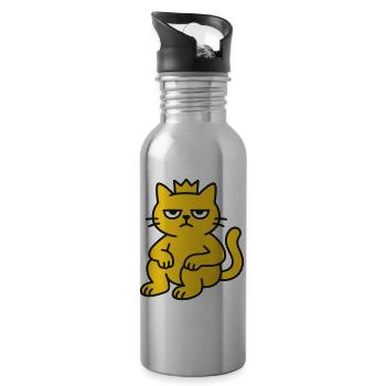 Roi des chats - Gourde avec paille intégrée - argent clair - Droite