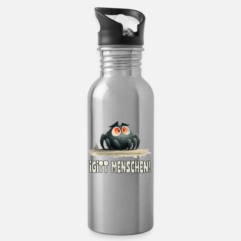 Lustige Igitt ! Menschen Spinne - Trinkflasche mit integriertem Trinkhalm - Lightsilver