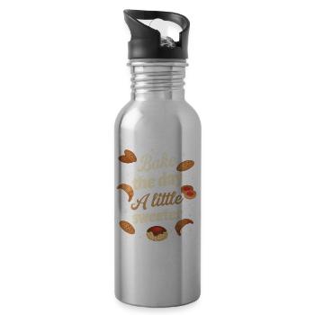 Back den Tag ein bisschen süßer - Trinkflasche mit integriertem Trinkhalm - Lightsilver - Rechts