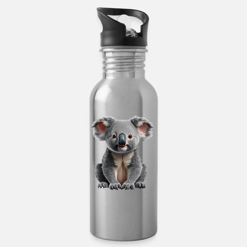 Koala - Trinkflasche mit integriertem Trinkhalm - Lightsilver