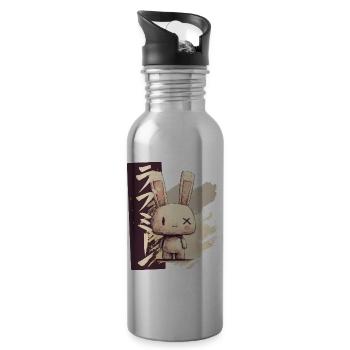 Love me bunny in sketch style - Water bottle with straw - silver - Right