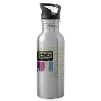 1966 geboren Jahrgang Vintage Geburtstag Geschenk - Trinkflasche mit integriertem Trinkhalm - Lightsilver - Rechts
