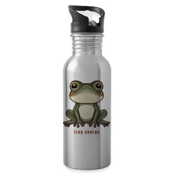Cute Frog Energy süßer Frosch - Trinkflasche mit integriertem Trinkhalm - Lightsilver - Rechts