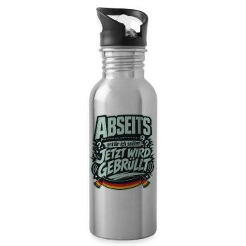 Abseits erklär ich später, jetzt wird gebrüllt - Trinkflasche mit integriertem Trinkhalm - Lightsilver - Rechts