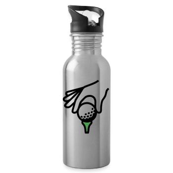Golfball Abschlag Tee Golfsport Golfclub Golfer - Trinkflasche mit integriertem Trinkhalm - Lightsilver - Rechts
