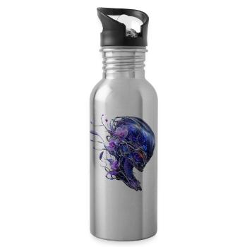 Chrome Spectrum & Orchids - Water bottle with straw - silver - Right