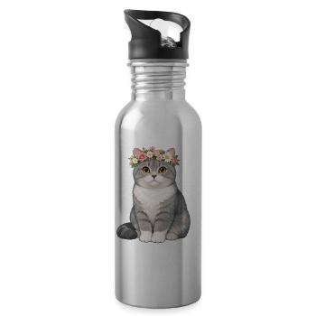 Britisch Kurzhaar Katze - Trinkflasche mit integriertem Trinkhalm - Lightsilver - Rechts
