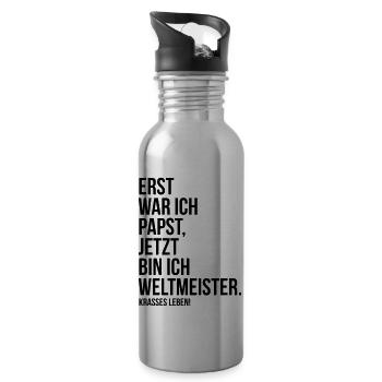 Papst Weltmeister Deutschland Fußball leben - Trinkflasche mit integriertem Trinkhalm - Lightsilver - Rechts