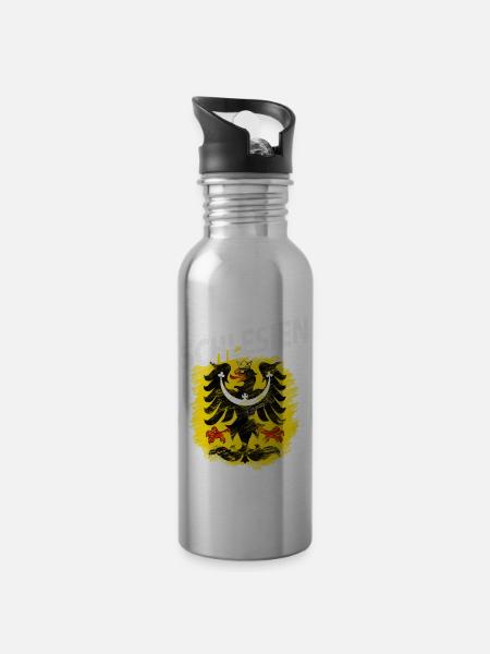 Schlesien - Trinkflasche mit integriertem Trinkhalm - Lightsilver