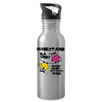Eulen Ruhestand - na und? - Trinkflasche mit integriertem Trinkhalm - Lightsilver - Rechts