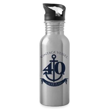 40th Birthday: Vintage Vessel - 40 - The Anchor - Water bottle with straw - silver - Right