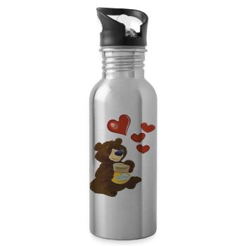 Bär - Trinkflasche mit integriertem Trinkhalm - Lightsilver - Rechts