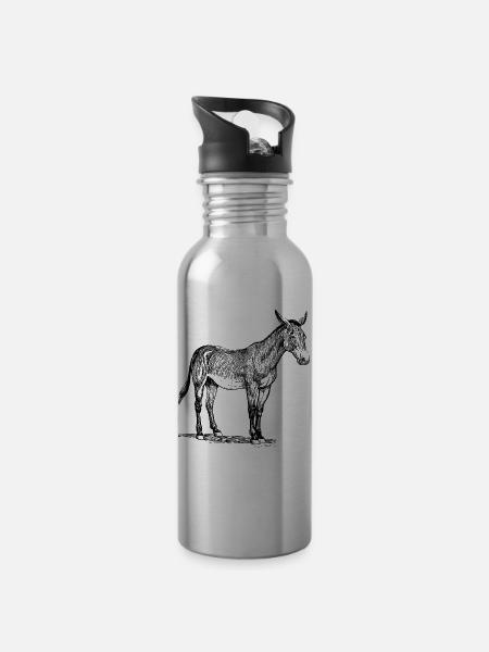 Donkey - Water bottle with straw - silver