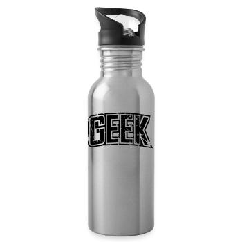lettrage détresse cru geek - Gourde avec paille intégrée - argent clair - Droite