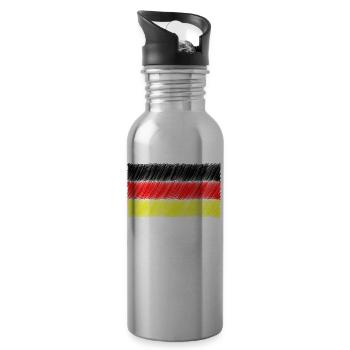 Deutschlandfahne Deutschlandflagge Weltmeister - Trinkflasche mit integriertem Trinkhalm - Lightsilver - Rechts