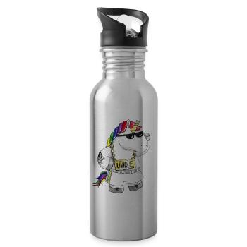 Unique Comic Einhorn - Trinkflasche mit integriertem Trinkhalm - Lightsilver - Rechts