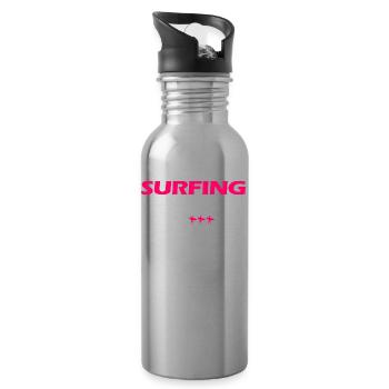 Surfen ist das Beste Surfergirl - Trinkflasche mit integriertem Trinkhalm - Lightsilver - Rechts