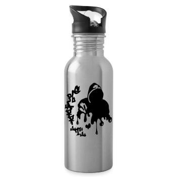 Graffiti - Trinkflasche mit integriertem Trinkhalm - Lightsilver - Rechts