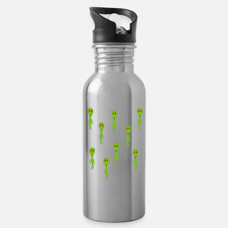 aliens - Water bottle with straw - silver