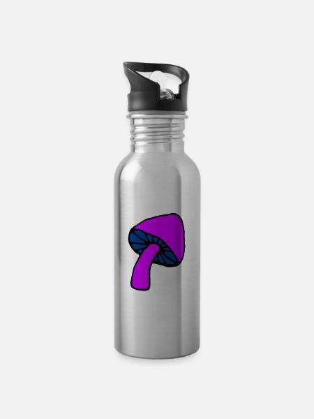 Pilz psychedelisch - Trinkflasche mit integriertem Trinkhalm - Lightsilver