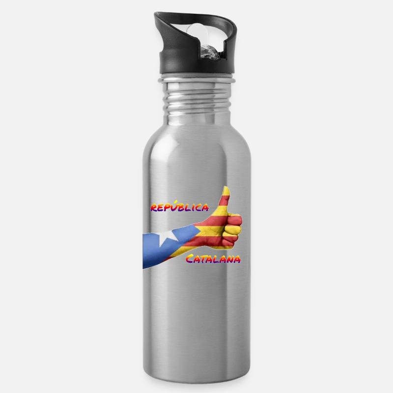 SI République Catalane - Gourde avec paille intégrée - argent clair