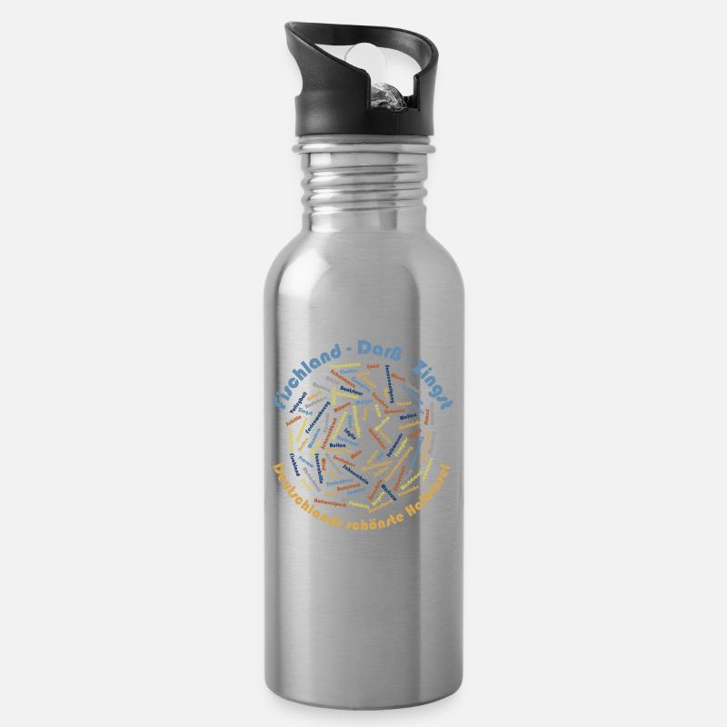 WordCloud (Fischland-Darß-Zingst-Edition) - Trinkflasche mit integriertem Trinkhalm - Lightsilver