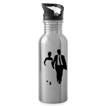 brautpaar 12 Kopie - Trinkflasche mit integriertem Trinkhalm - Lightsilver - Rechts