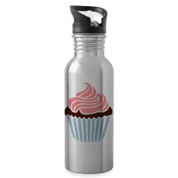 Cupcake - Trinkflasche mit integriertem Trinkhalm - Lightsilver - Rechts