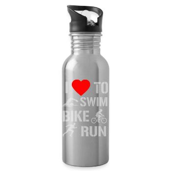 Triathlon - Trinkflasche mit integriertem Trinkhalm - Lightsilver - Rechts